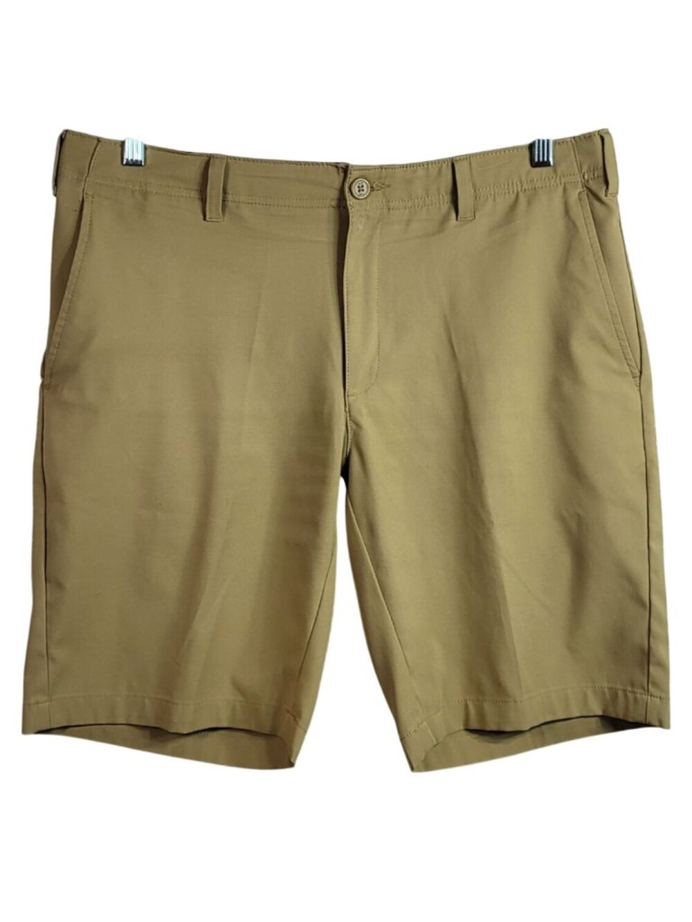BCG Academy Sports Men Golf Shorts Khaki 34W Wicking Flat Front Pockets Zipper
